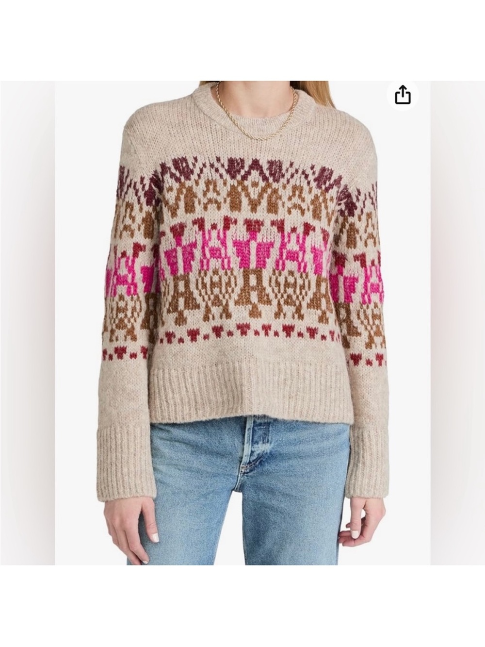 Velvet alpaca blend crewneck sweater.